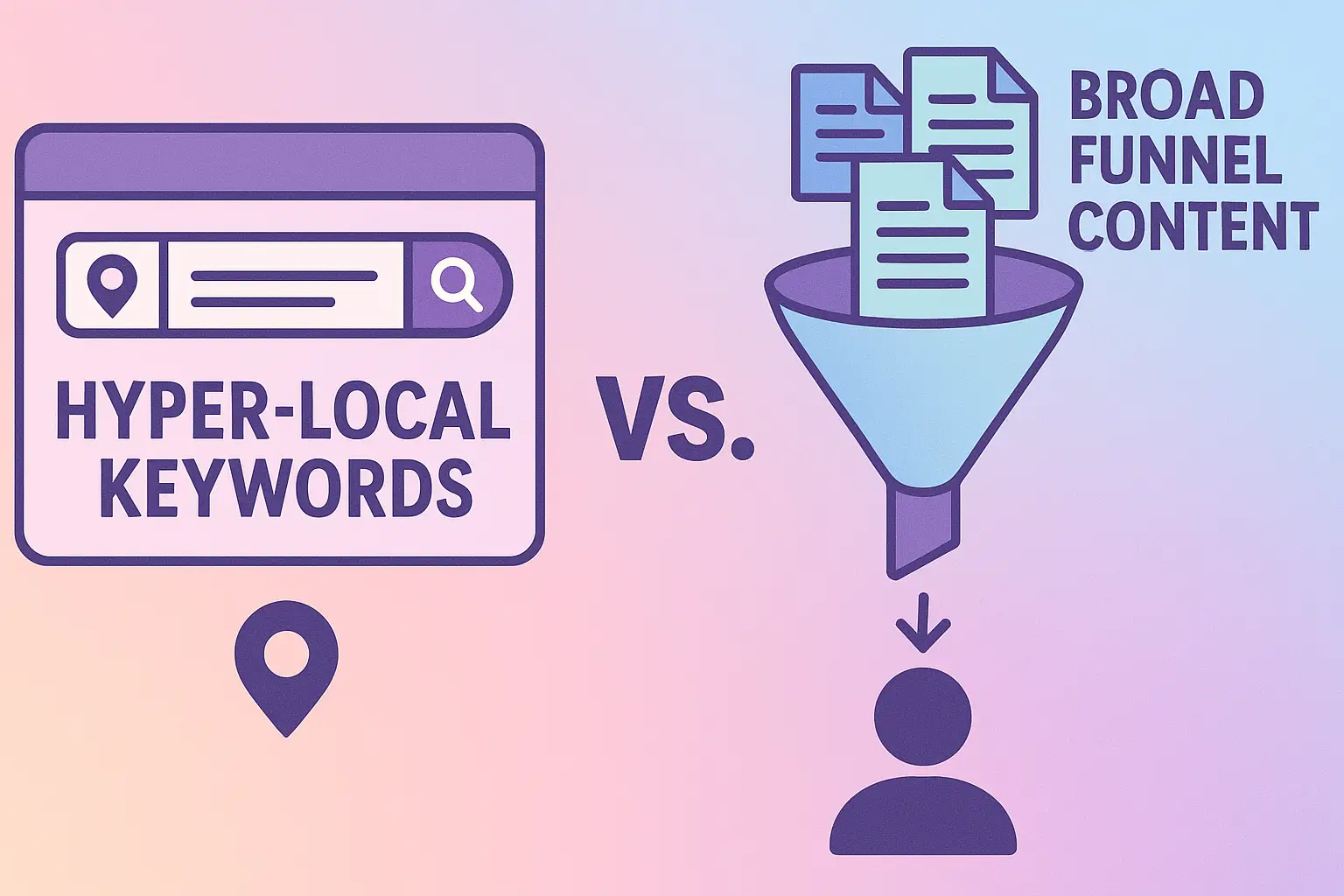 hyper local keywords vs broad funnel content